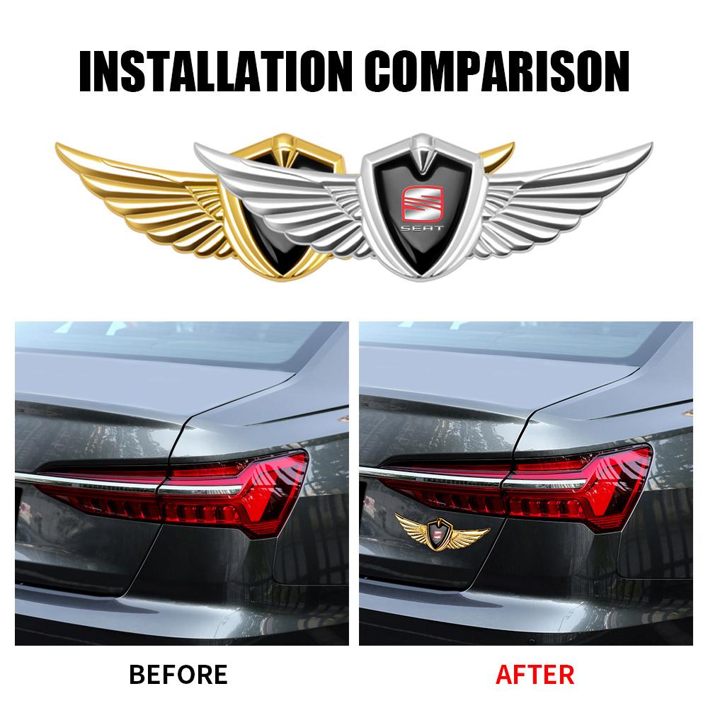 Metal Car Eagle Angel Wings Badge Trunk Fender Decoration Sticker For SEAT Leon Mk1 Mk2 Ibiza Arosa Ateca Altea Cordoba Cupra FR uio321