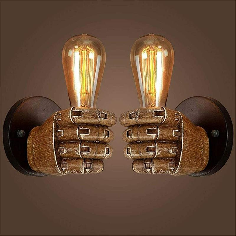 Креативный ретро E27 светодиодный настенный светильник в форме кулака из античной смолы в европейском стиле для бара, ресторана, кафе, декоративный настенный светильник для левой и правой руки