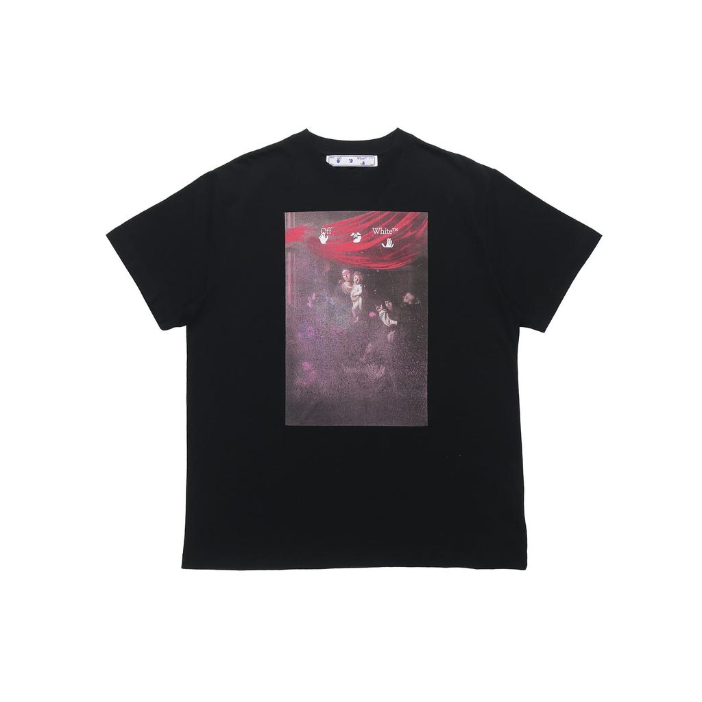 OFF WHITE Футболка с коротким рукавом Caravaggio, распыленная, OMAA038S21JER0051001