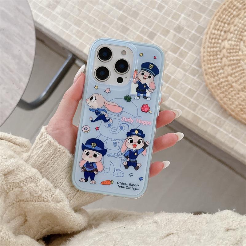 3D мультяшные ушки чехол для iPhone для Джуди и Ника - Совместим с iPhone 17, 16 Pro Max, 15, 14