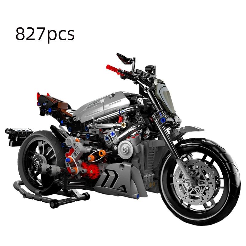 MOC City Technical Super Motorcycle Racing Motorbike Model Building Block DIY Locomotive Brick Toys for Children Boys Gifts