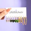 Colorful Resin Butterfly Earrings Set Pearl Purple Green Acrylic Gold Color Metal Hoop Earrings for Women Fashion Party Jewelry
