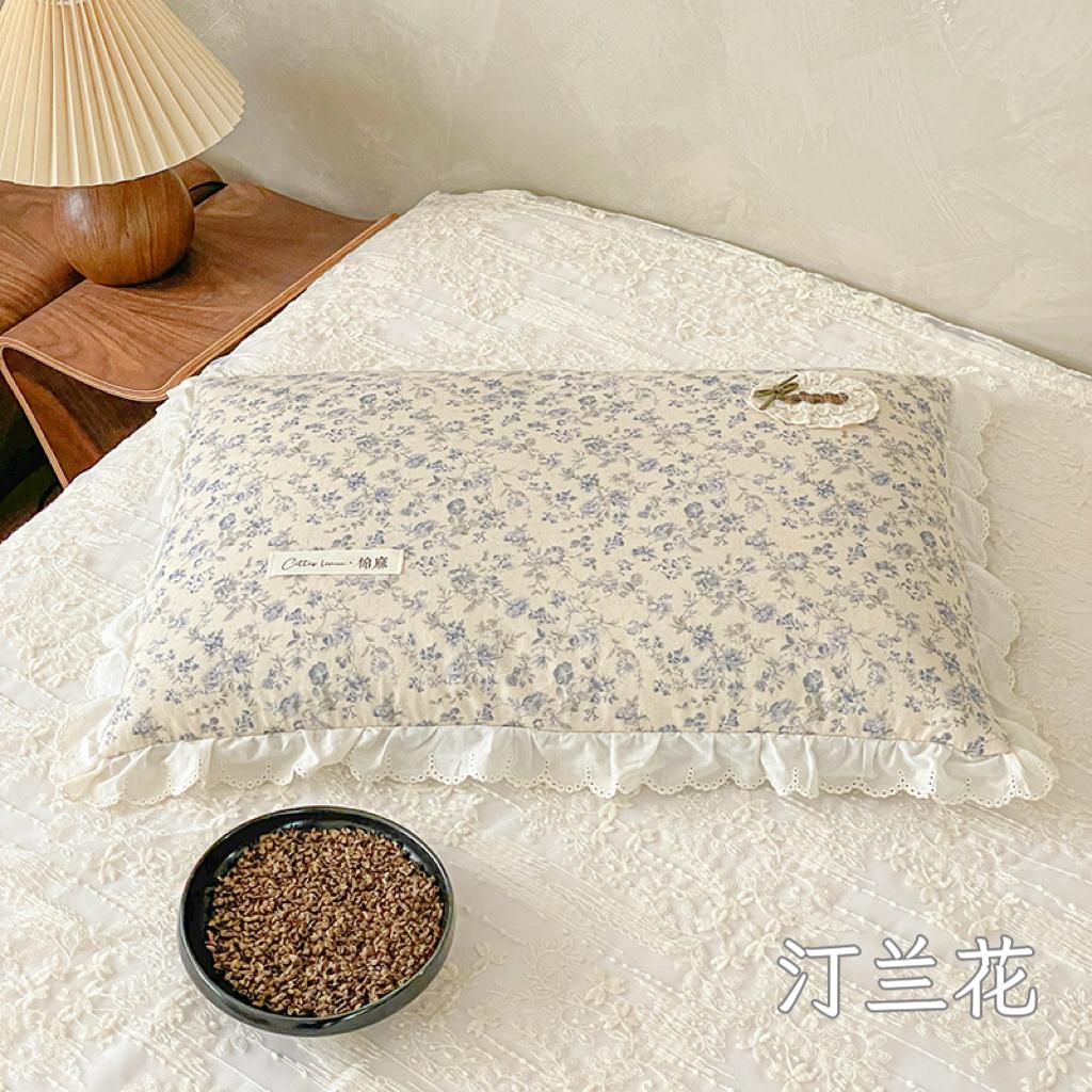 Sleepy grid cotton, pure cotton, small floral cotton, linen, buckwheat pillow, pillow core