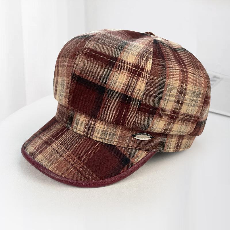 Восьмиугольная кепка для детей Ретро и универсальная Теплая кепка газетчика Ветрозащитная и подчеркивающая лицо Маленький берет для осени и зимы