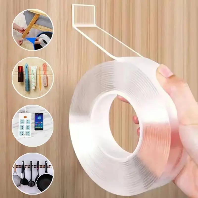 1/2/3/5M Nano Tape Tracsless Двусторонняя лента Прозрачная Не оставляет следов Многоразовая водонепроницаемая клейкая лента Очищаемая домашняя клейкая лента Gekkotape