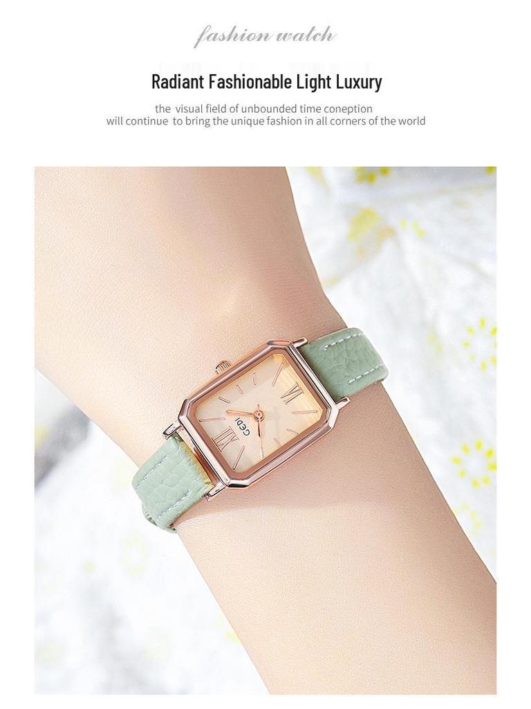 Минималистичные прямоугольные женские часы Gedi – Кварцевые в стиле ретро для студентов