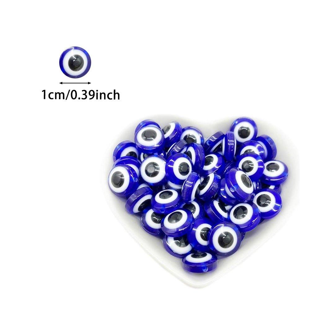 20/50pcs Blue Handmade Evil Eye Lampwork Glass Beads Flat Round Spacer Loose Beads for Bracelet Necklace Jewelry Making