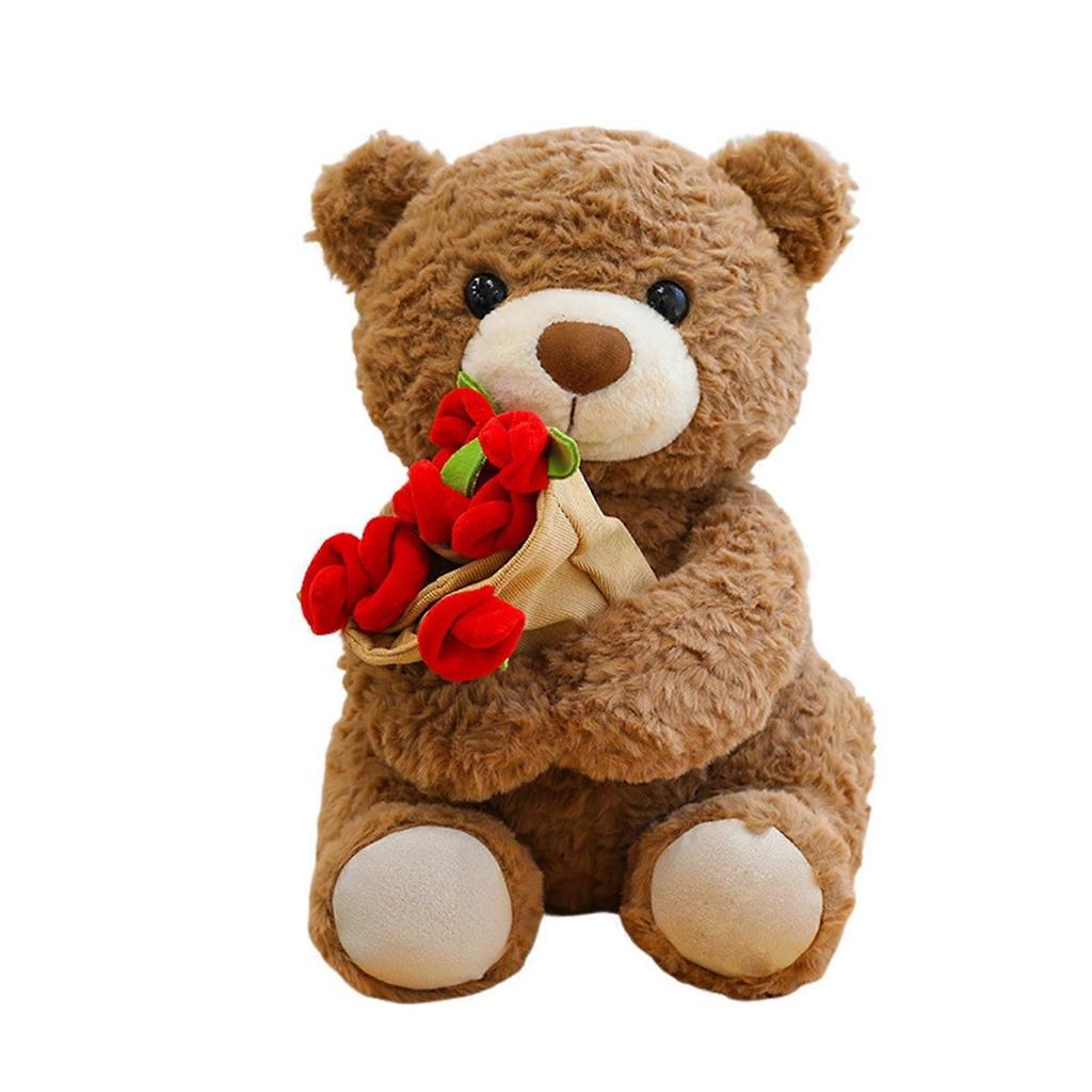 Cute Teddy Bear Plush Toy Holding A Red Rose, Adorable Stuffed Animal Gift For Girlfriend, Valentine’S Day, Mother’S Day, And Romantic Occasions