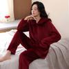 Пижама женская зимняя коралловый флис утолщенная осенне-зимняя фланель можно носить на улице для среднего возраста зимняя домашняя одежда