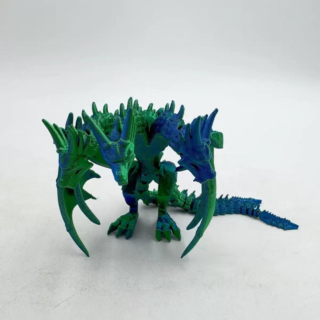 3D-печатная лазерная многоцветная градиентная фигурка трёхголового дракона, модель, подходит для украшения рабочего стола в помещении, декора комнаты