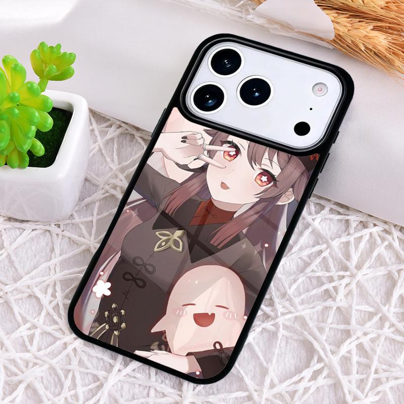 Мультяшный чехол для телефона Hu Tao Genshin Impact для iPhone 17 Air 16 15 11 12 14 13 Pro Max Ударопрочный чехол