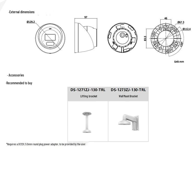 IP-камера Hikvision DS-2CD3386FWDV3-LS 8 Мп Full-Color PoE Купольная CN вилка (адаптер в комплекте)