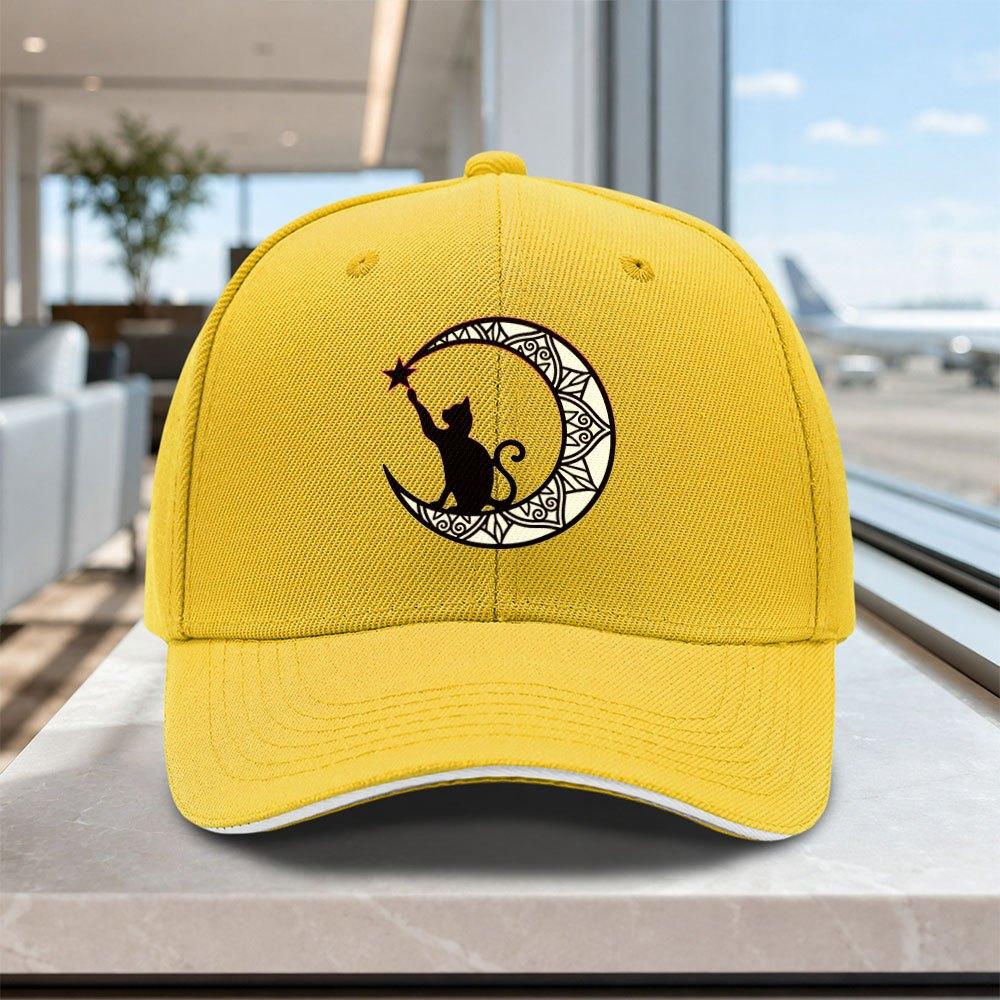 Unisexdala Moon Cat Adjustable Baseball Cap Lightweight Unisex Printed Hat for Outdoor Weddings Parties