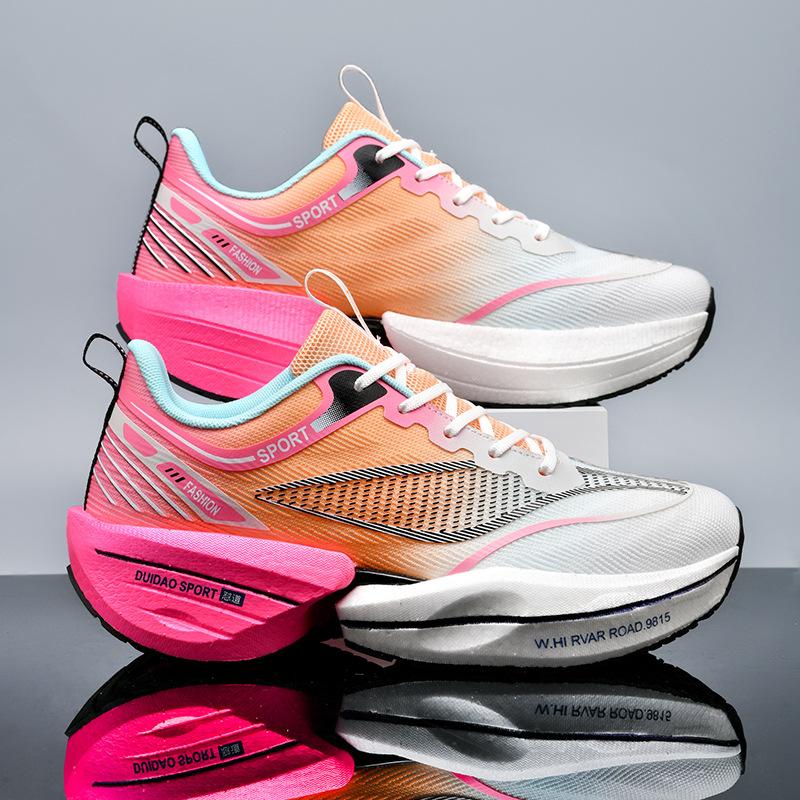 Couple Outdoor Fashion Lightweight Thick Sole Comfortable Cushioning Professional Racing Running Shoes Trendy Versatile Sports Trendy Shoes