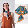 Printed spring new ear silk scarf Korean version double-sided small ear scarf interspersed with streamer women's versatile neck protector