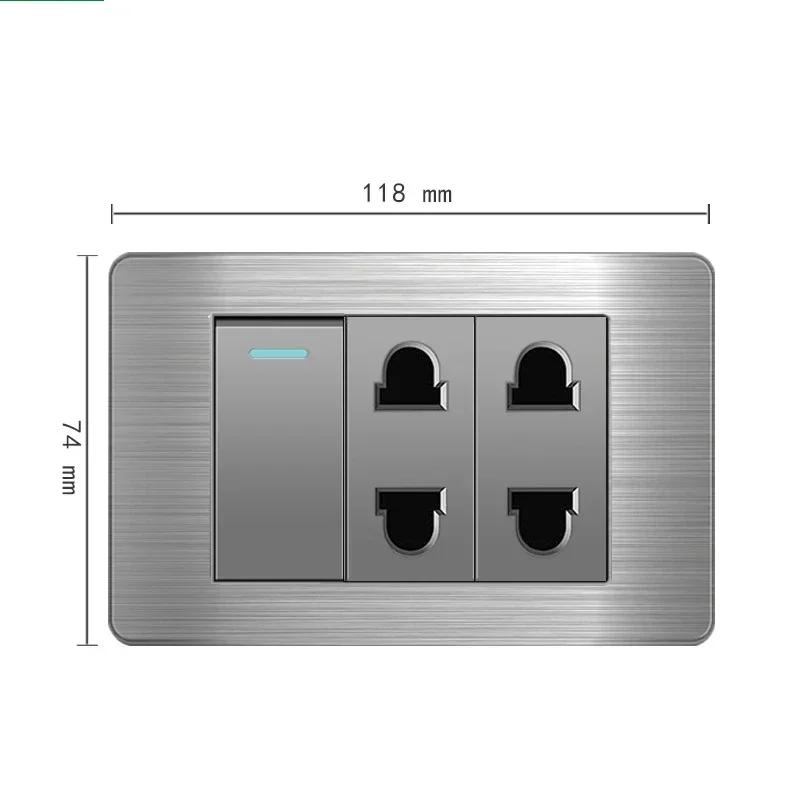 Американский стандарт настенный выключатель света розетка универсальная вилка с usb американская нержавеющая сталь 2-канальная панель розеток 118*74 м компьютер