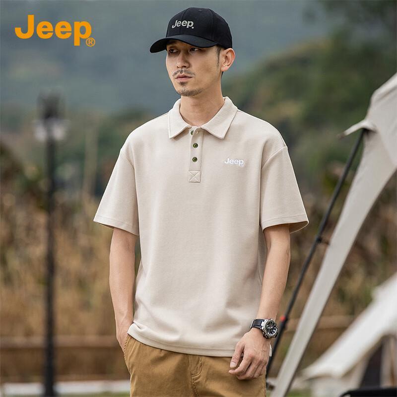 Jeep Мужская свободная футболка-поло с вышивкой