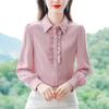 Юань 2226 женская рубашка с длинным рукавом из шелка Mulberry во французском стиле - Новая мода 2025 года
