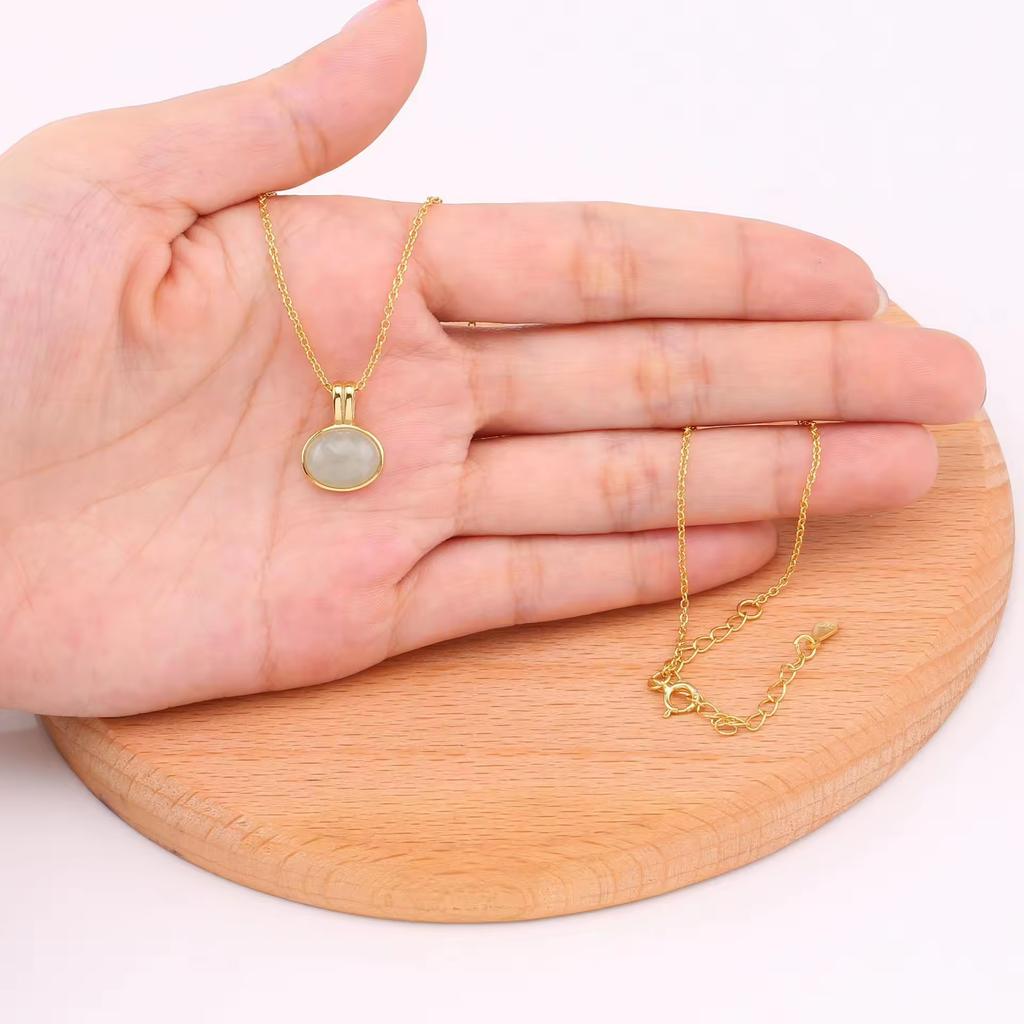 925 Sterling Silver Rhodium Plated Water Drop Oval Zircon Pendant Necklace Elegant Jewelry for Weddings Party Special Occasions