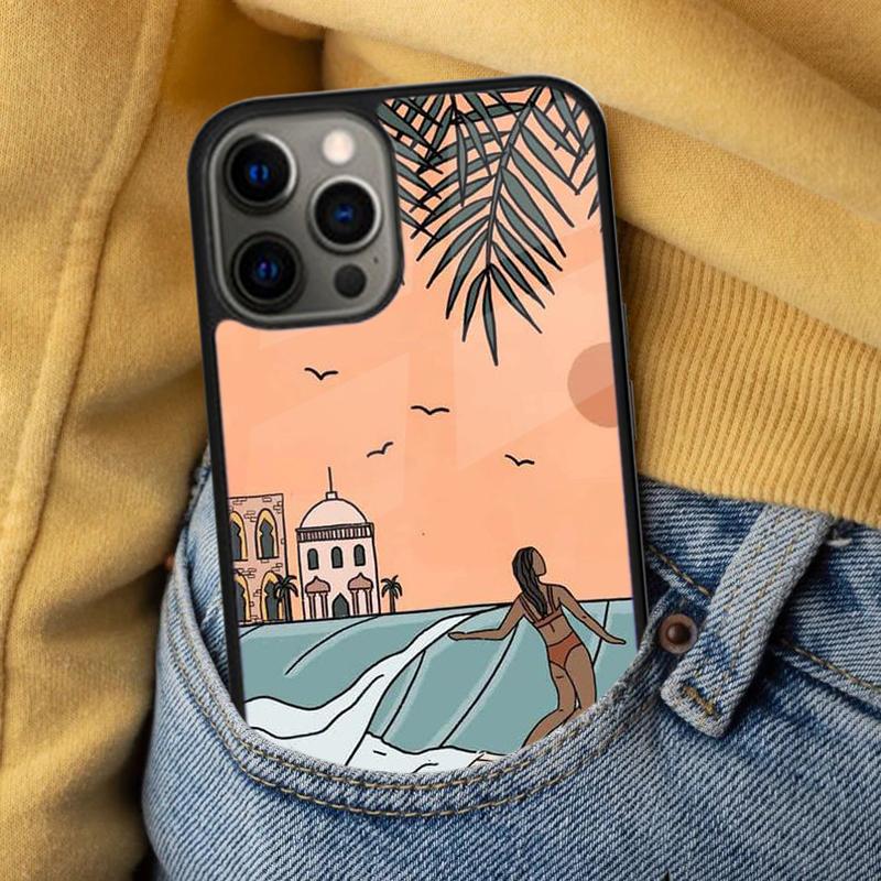 Japanese Surfers Soft Phone Case for iPhone 17 Air 16e Pro max 15 Pro 13 14 Plus 11 12 MagSafe Magnetic Coque