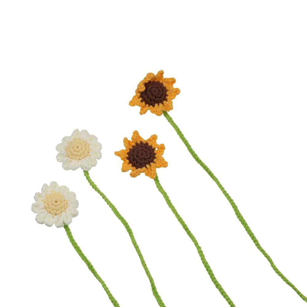 Handmade Floral Pendants Unique Crochet Book Marker Creative Knitted Bookmark Reader