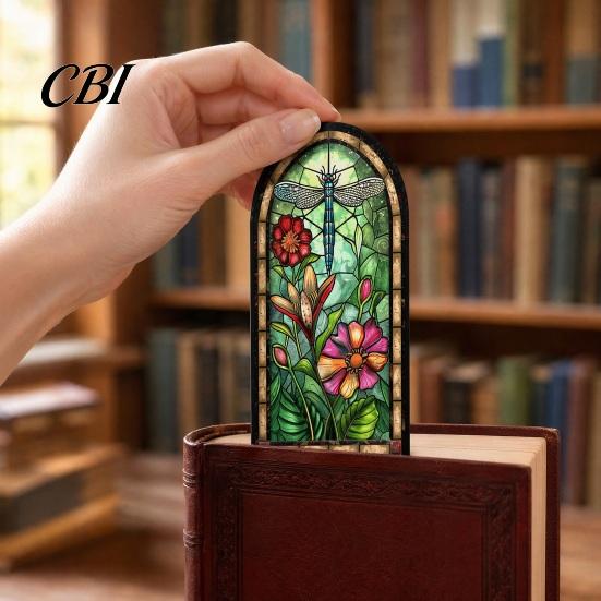 Rose Design Bookmark Stained Glass Flower Bookmark, Floral Acrylic Suncatcher Lightweight Plant Book Page Marker, Gifts for Bookish, Women Retro Style