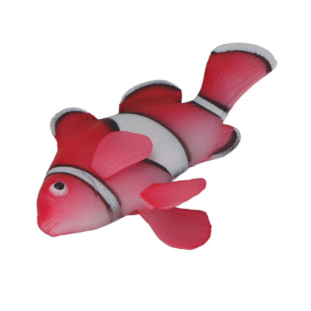 Silicone Artificial Floating Clownfish Glowing Effect Aquarium Floating Clownfish Decoration with Suction Cup Red