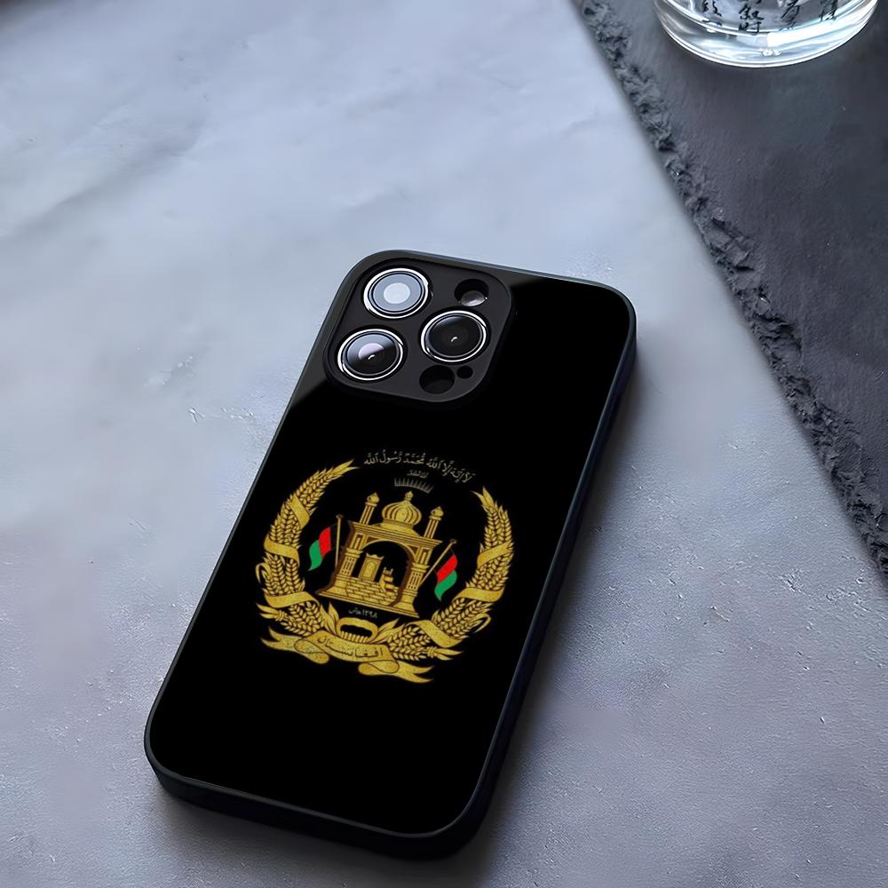 Чехол для телефона Афганистан Афганский Флаг Закаленное Стекло Для IPhone 17 13 14 16 12 15 11 Pro Max Plus Mini X XR SE2020 Coque