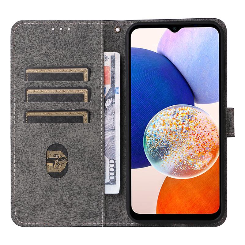 Кожаный чехол с держателем для карт и подставкой для Samsung A15 4G/5G - В комплекте шнурок и защитная крышка