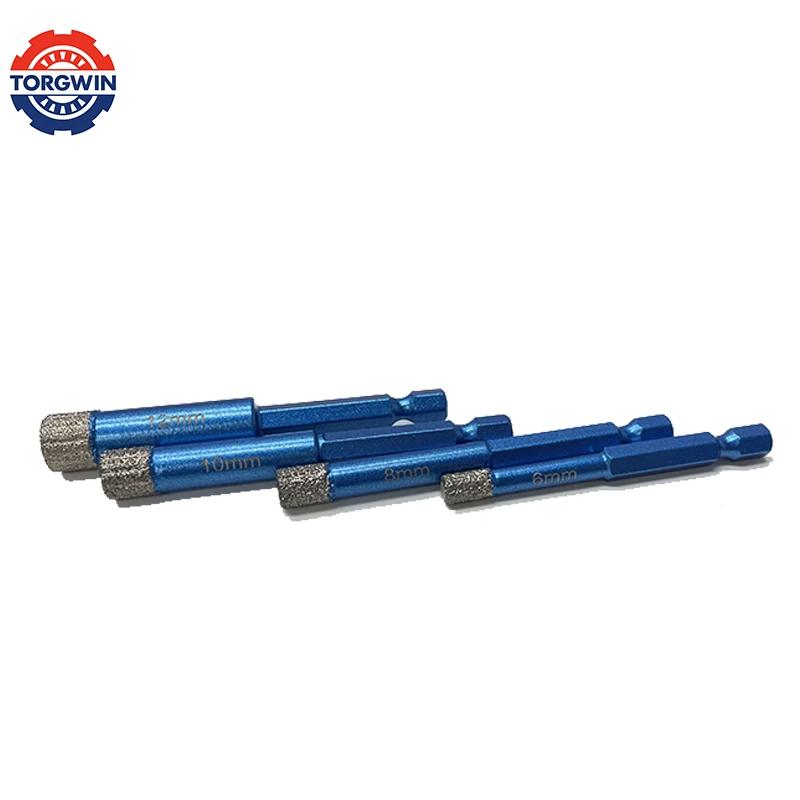 Вакуумная алмазная пайка Сухое сверло Пила Керамика Мрамор Гранит Плитка Открывалка отверстий Коронка Режущий инструмент 4 шт. M14 Шестигранный хвостовик