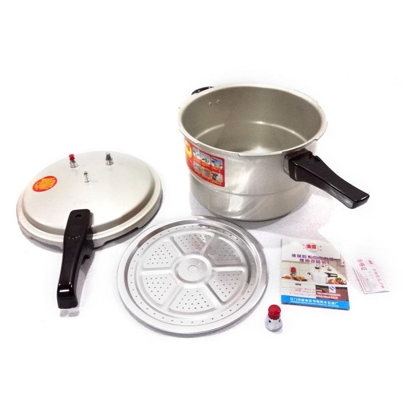 Double Bottom Pressure Cooker Kit Kitchen Bar Aluminum Alloy Pressure Cooker Beans Meats Vegetables Soups Cooking 6.3L