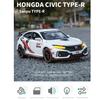 Масштаб 1/32 Honda Civic Type-R Супер Модифицированный Спорткар Сплав Металл Литой Модель Автомобиля Внутреннее Украшение Высокой Симуляции Звук и Свет Подарок
