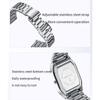 Unisex Analog Digital Quartz Wristwatch Square Case Waterproof Stainless Steel Bracelet Watch