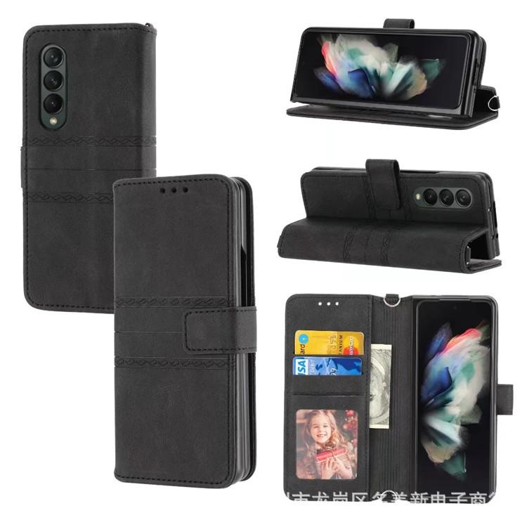Применимо к Samsung ZFold4 кожаный чехол для мобильного телефона складной экран ZFold3 узор флип-кошелек портативное хранение карт