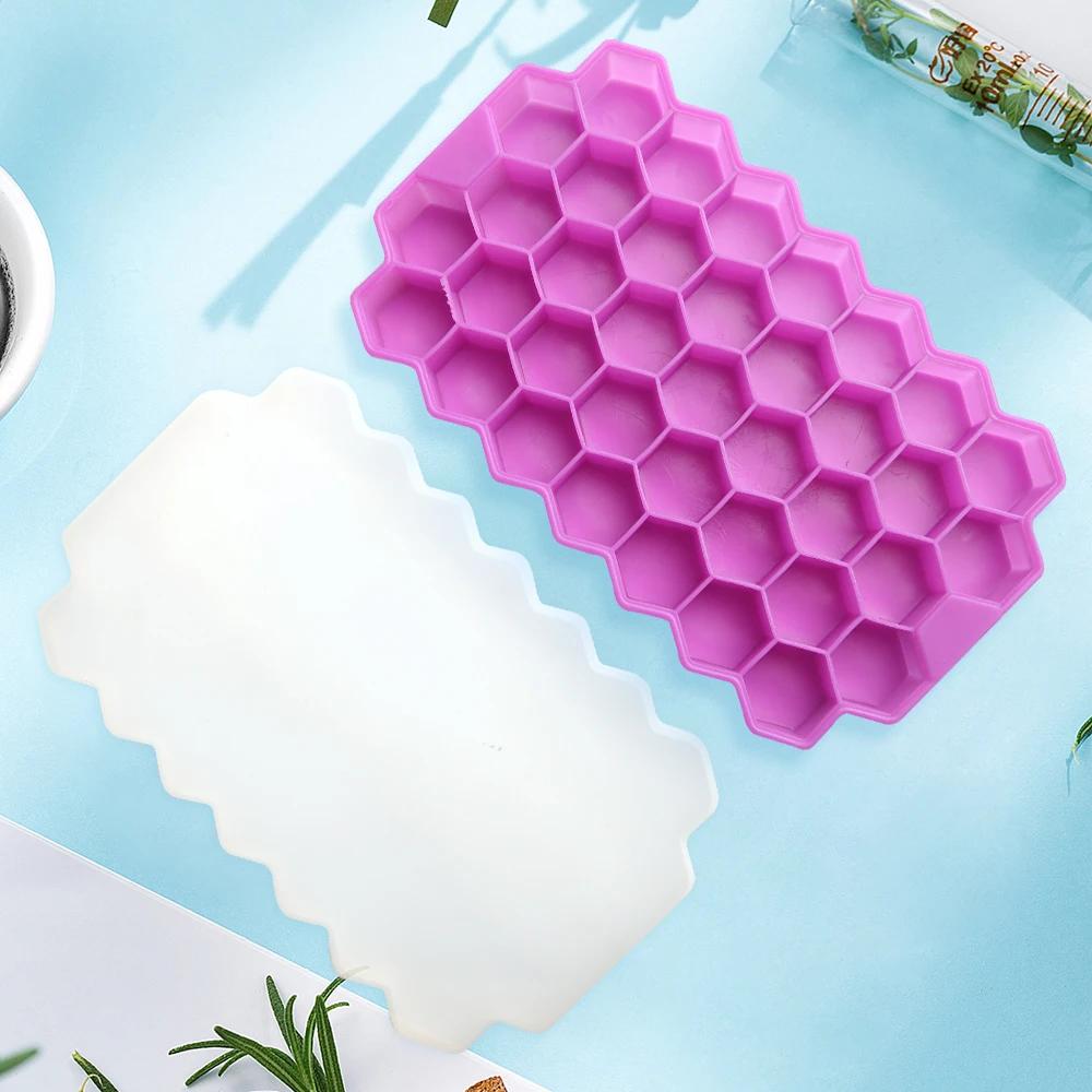 Лоток для кубиков льда, силиконовая форма, 37 сеток, форма в виде сот, машина для приготовления кубиков льда, не содержащая BPA, с крышками, форма для мороженого «сделай сам», форма для мороженого