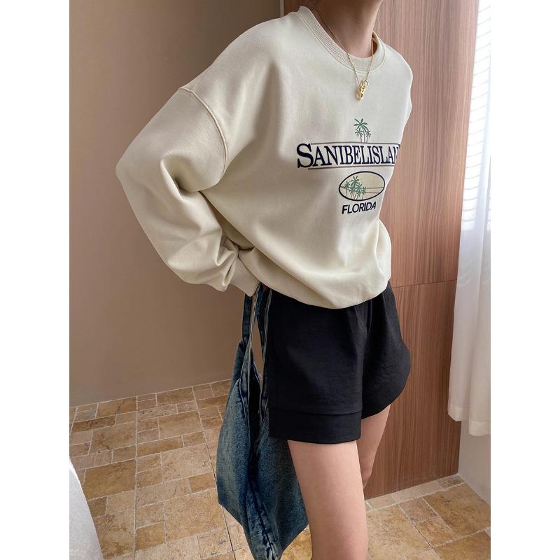 Sinan Весна Американский Стиль Кокосовая Дерево Принт Свободный Свитер SN7125