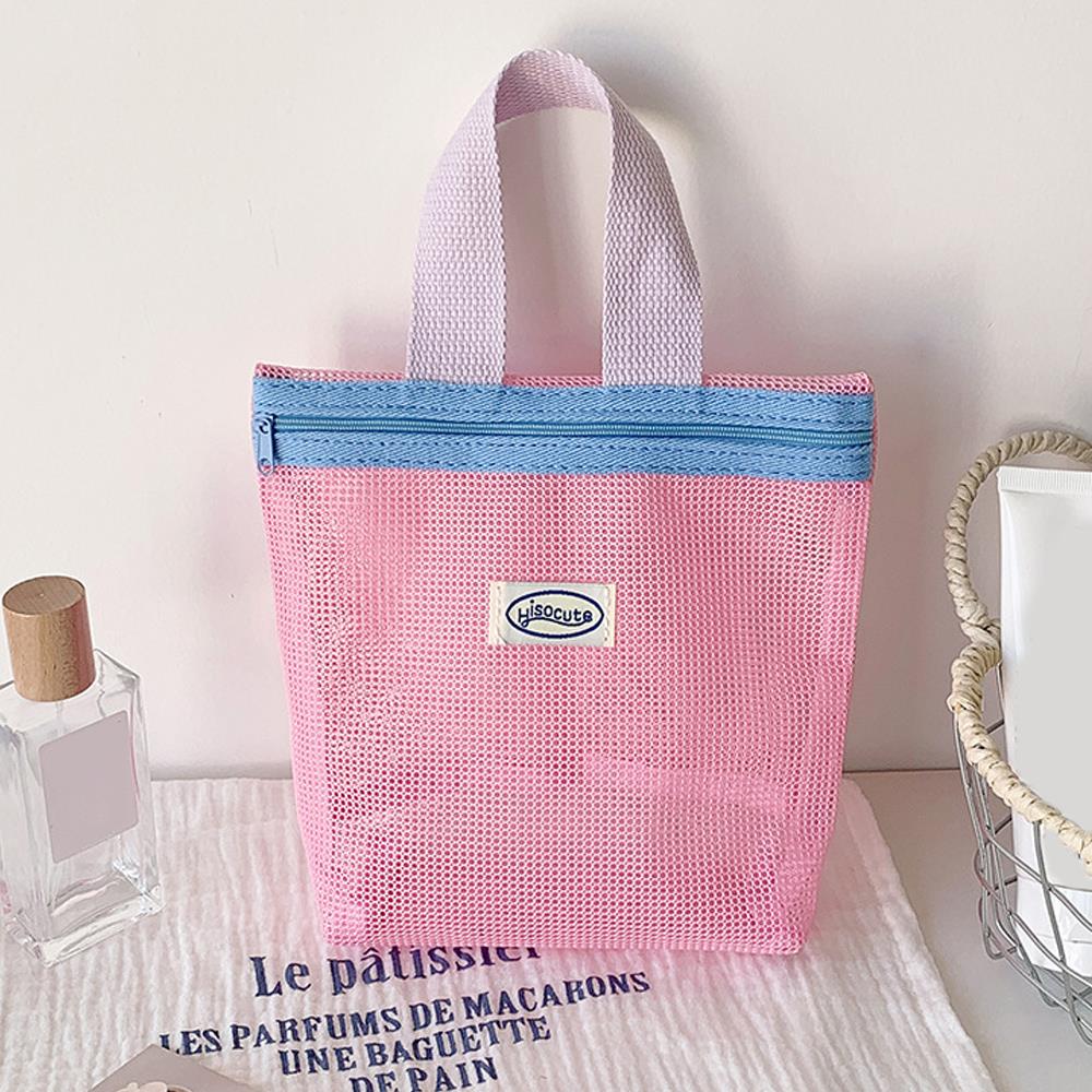 Mesh Makeup Toiletry Storage Bags Portable Travel Makeup Handbags Shower Tools Organizer Hanging Cosmetic Organizer Pouch