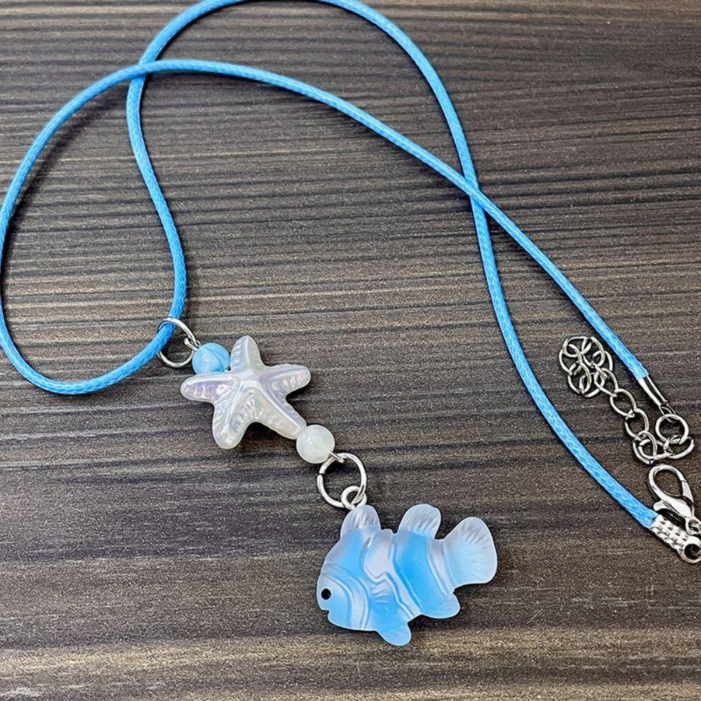 Minority Design Cute Fish Necklace Korean Style Resin Ornament Clavicle Chain Student