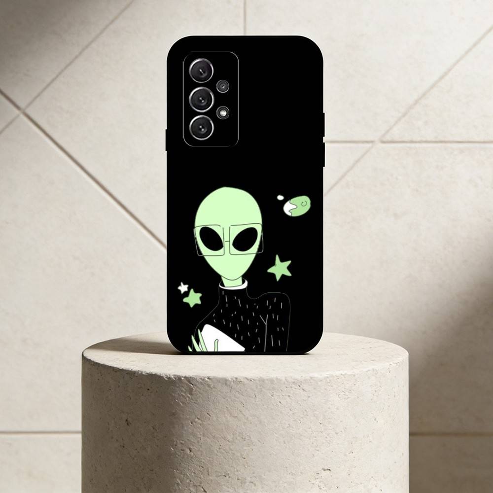Зеленый инопланетный чехол для телефона G-Green для Samsung S25,24,21,22,23,30,Ultra,20,Plus,Fe,Lite,Note Мягкая черная крышка