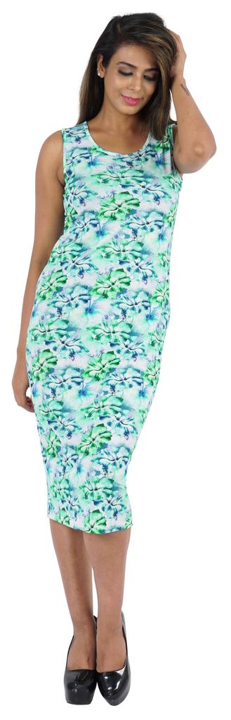 Bimba Платье-миди с принтом Bodycon для женщин, повседневное, без рукавов, вискозный трикотаж