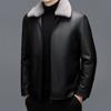 Winter Middle-aged Men's Genuine Leather Jacket Short Fur All-in-one Men's Thickened Sheepskin Jacket Lapel Trend