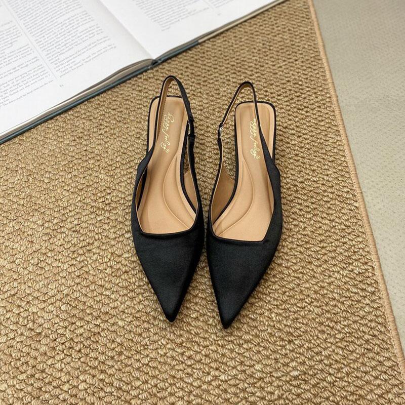 Мода Мода Обувь на низком каблуке Неглубокие Женские Босоножки на каблуке Обувь Повседневная Женская Остроносая Женские Сандалии Обувь Слипоны Туфли-лодочки