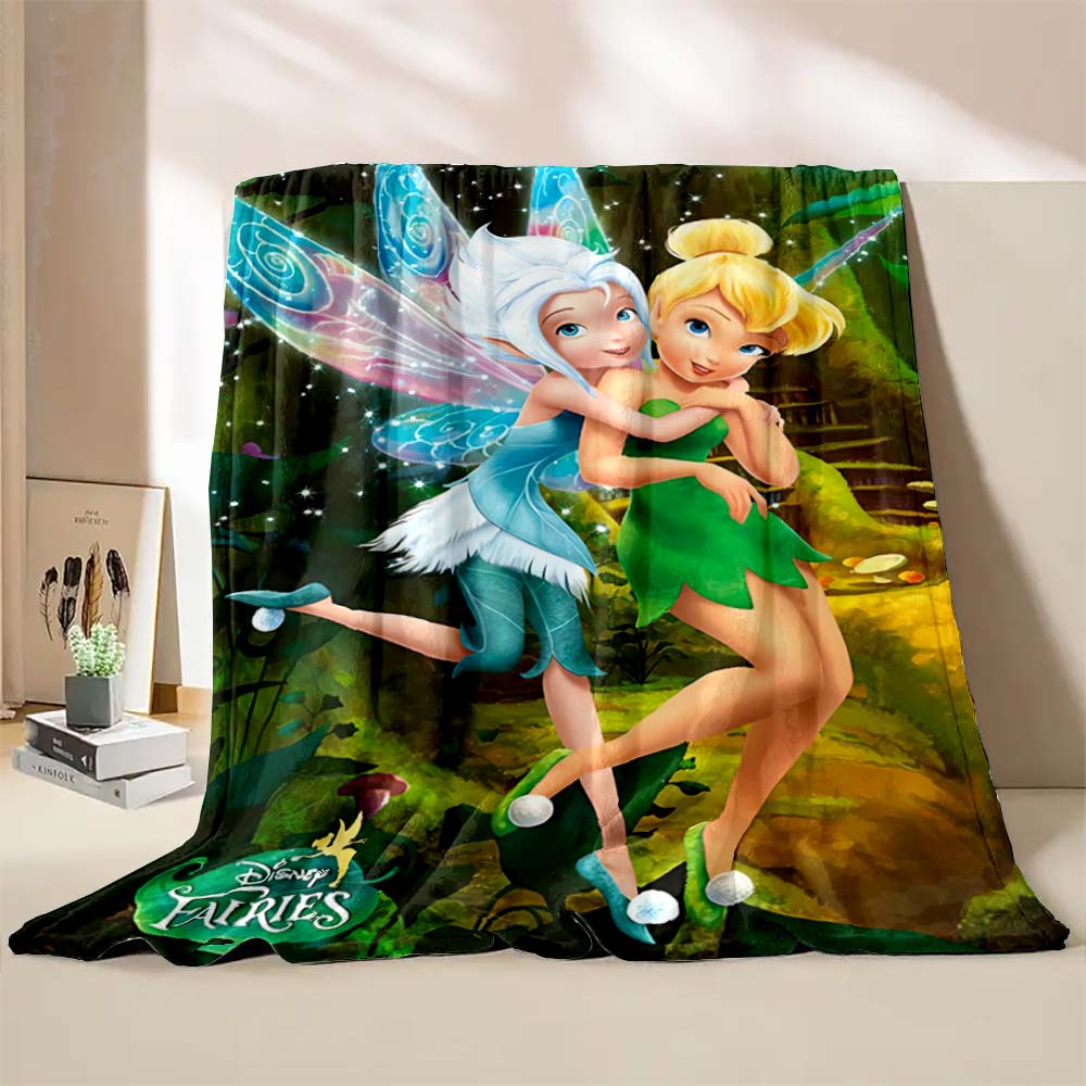 Multi-Style Tinker Bell Cartoon Print Blanket Super Warm Fluffy Bedroom Living Room Sofa Study Office Four Seasons Blanket Gift
