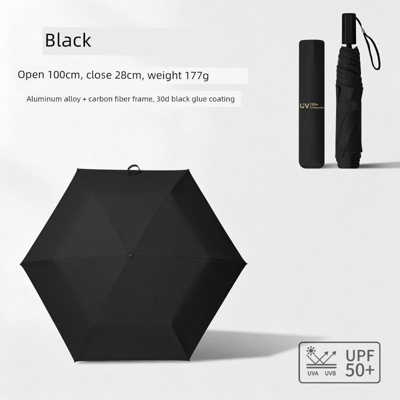 Original Carbon Fiber 148g Ultra-Light 30D Black Coating Sunscreen Pencil Umbrella Diameter 94cm Portable Folding Umbrella for Sun and Rain