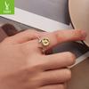 Golden Sunflower Open Ring Exquisite S925 Sterling Silver Sunflower Lucky Ring Jewelry