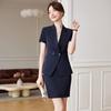 Женский летний профессиональный костюм с коротким рукавом для администратора отеля, салона красоты и менеджера ювелирного магазина