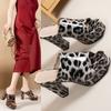 Fashion New Waterproof Platform Sandals for Women, Thick Heels, Summer Fish Mouth, Cool Slippers, Leopard Print Flip-flops