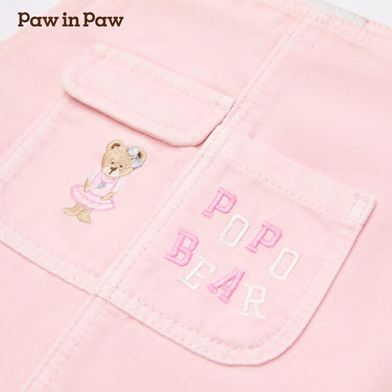 PawinPaw Girls' Cartoon Bear Denim Pinafore Dress