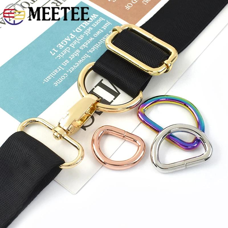 Meetee 10Pcs 13-50mm Metal Buckles Bag Strap O D Ring Buckle Backpack Belt Webbing Dog Collar Loop Clasp DIY Leather Accessories