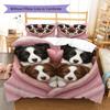 Cutepuppy Pattern Bedding Quilt Set Quilt Cover Pillowcase Home Decoration Birthday Gift (1 * duvet cover + 2 * pillowcase, without core)